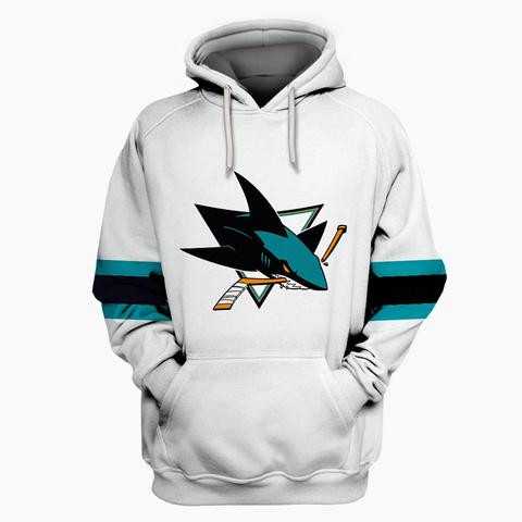 Sharks White All Stitched Hooded Sweatshirt,We sell and wholesale Sharks White All Stitched Hooded Sweatshirt on line form chian!